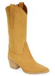 Jeffrey Campbell Dagget Women's Mid-Calf Western Heeled Boots Tan Leather Size 7