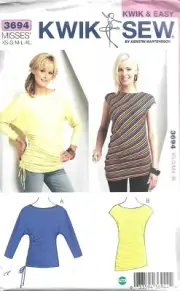 KWIK & EASY KWIK SEW Pattern #3694-Misses Tops in Sizes XS-S-M-L-XL