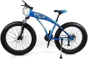 Mountain Bike Mens Mountain Bike 7/21/24/27 Speeds, 26 inch Fat Tire Road Bicycle Snow Bike Pedals with Disc Brakes and Suspension Fork,Blue,21 Speed
