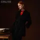 EPISODE - 優雅大翻領插肩綁帶羊毛大衣外套E35C02（黑）