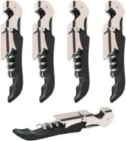 5PC Corkscrew Doubled Hinged Waiters Corkscre Key Bottle Opener with Foil Cutter