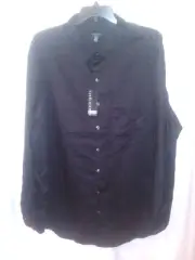 Van Heusen Premium No Iron Dress Shirt 3XL Black Long Sleeve Button Up NEW~by