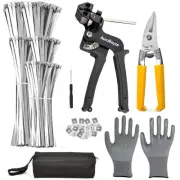 Heavy Duty Metal Zip Ties Tool Kit with 150pcs Self-locking Stainless Steel Z...