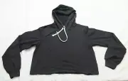 Soffe Girl's Sweat & Grace Drawstring Cropped L/S Hoodie LC7 Black Medium NWT