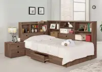 在飛比找Yahoo!奇摩拍賣優惠-諾艾爾3.5尺書架型單人床架＊床箱+三抽底+床頭櫃+側邊收納