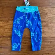 Bonds Baby Blue Giraffe Ribbed Stretchies Leggings Size 00 BNWT
