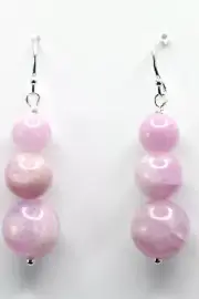Kunzite Lavender Graduated 8mm- 10mm Gemstone Ball .925 Sterling Silver Earrings
