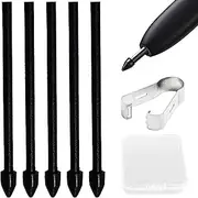 Pack of 5 Original Replacement Tips for Samsung Galaxy S22 Ultra S Pen, Replacement Soft Tips for Samsung S Pen Tips, for Galaxy S22 Ultra Pen Tips with Clip (Black)