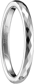 [083BASE] Women's/Men's Silver 2 mm Wide Dome Shape and Comfort Fit Design Stone Unisex Tungsten Rings for, 60（19）