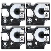 4PK 3/8"*23ft Black on White label tape For Dymo D1 40913 LabelManager PC PC II