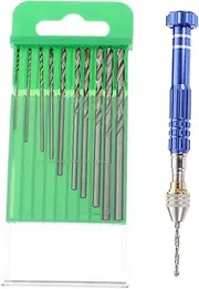 LALAFINA Manual Watch Repair Drilling Tool Set 11pc Precision Hand Drill Pin Vise Drill Bit Set