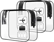 Clear Travel Toiletry Bag, 2PCS TSA Approved Airport Security Liquids Bags19.5x6cm, 1L Leakproof Clear Makeup Bags, Transparent Travel Wash Bag Holiday Essentials Luggage for Men Women (Black)