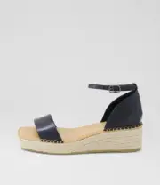 New Django & Juliette Yukony Black Natural Rope Leather Sandals Womens Shoes