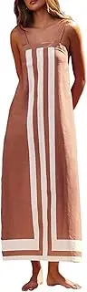 [DOONAU] 2025 Women's Bohemian Floral Color - Block Maxi Beach Dress & Cover - up