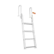 158KG Dock Ladder Flip-Up 4 Steps Pontoon Boat Ladder with Nonslip Mat for Po...
