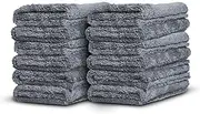 Adam's Borderless Grey Edgeless Microfiber Towel - Premium Quality 480gsm, 16 x 16 inches Plush Microfiber - Delicate Touch for The Most Delicate Surfaces 12 Pack Grey