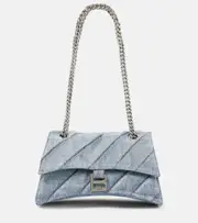 [Balenciaga] Balenciaga Crush Medium denim shoulder bag One Size blue