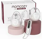 Momcozy V2 Ultra-Light Hands Free Breast Pump, Potent Wearable Pump with 27 Pumping Combinations, Low-Noise Painless Portable Double Electric Pump, 17/19/21/24/27mm Flange