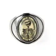 Gothic Victorian Memento Mori Death Skeleton Antique Silver Horror Glass Ring