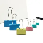 100 Pcs Colored Binder Clips, Metal Paper Clamps 6 Assorted Sizes, Extra