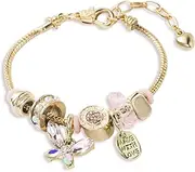 [Huipalon] Charm Bracelets Butterfly Gold Bangle with Charms Exquisite Cute Friendship Beads Bracelet Adjustable Bracelet Gifts for Girls Birthday Gift, One Size, Metal, No Gemstone