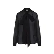 [Saint Laurent] Saint Laurent-Black Silk Blouse-Donna 40 FR