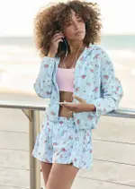 [Lorna Jane] Blueberry Rose Outdoor Rec Jacket in Print, Size - XS XS Blueberry Rose Print