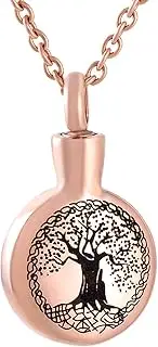KETIME Human Ashes Necklace - Carved Tree of Life Cremation Jewelry for Ashes of Loved One Keepsake Memroial Urn Pendant