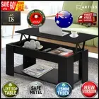 Lift Up Top Coffee Table Tea Side Modern Home Interior Storage Space Shelf Black