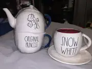 New Rae Dunn Snow White “Original Princess" Teapot & Cup With Saucer Set Tea Pot