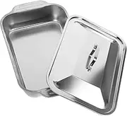 1 Set Stainless Steel Grilled Fish Plate Tray Lid Dish Cooking Serving Grilling Platter Roasting Pan Stainless Steel Baking Pan Grill Pan Roaster Pan Grilling Pan Silver