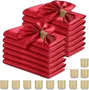 iDopick 16Pcs Red Satin Cloth Napkins, 17 x 17 Inch Square Seamless Dinner Napkins, Washable Linen Table Napkin Cloth with Hemmed Edges for Weddings, Party and Banquet