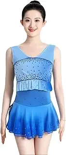 [Zagitova] Figure Skating Dress for Girls Sleeveless Women with Rhinestone Gradient Open Back Competition Dance Outfits