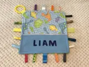 Babies Personalised Security Taggie Blanket / Toy - Dinosaurs -