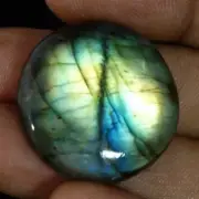 34.60Cts Natural Multi Power LABRADORITE Round Cabochon Loose Gemstone Size 26mm