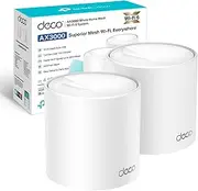TP-Link Deco X50 AX3000 Whole Home AI-Driven Mesh Wi-Fi 6 System, Dual-Band with Gigabit Ports, Coverage up to 4,500 ft2, Connect up to 150 devices, 1 GHz Dual-Core CPU, HomeShield Security, Pack of 2 (UK Version)