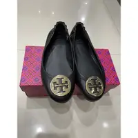 在飛比找蝦皮購物優惠-（二手鞋）Tory Burch 經典金釦 黑色平底鞋 US 