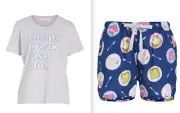 NEW PETER ALEXANDER BREAKFAST CLUB TOP & SHORTS WOMENS S $119.90 EGG & AVOCADO