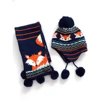在飛比找ETMall東森購物網優惠-保暖男寶寶狐貍搖粒絨帽子圍巾