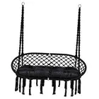 Hammock Chair Macrame Hanging Swing with Cushion,Hanging Cotton Ropes, Metal