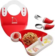 Christmas Fork and Spoon For, Silicone Feeding Set for | Stainless Steel Fork and Spoon Set - Stainless Steel Spoon Fork with 3 Compartments for One