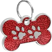Personalized Dog and Cat Tag Nameplate Anti-Lost Dog ID Card Bone Shape Custom Pet Nameplate Pet Collar Supplies Accessories,Red