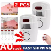 2 x Wireless PIR Motion Sensor Alarm & Remote Controls Home Caravan Shed Garage