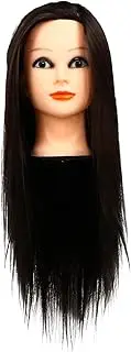 LALADEFIEE Synthetic Hair Practice Mannequin Head with Bracket for Hairdressing and Cosmetology Training Natural Color Styling Doll Head