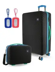 [GAP] Hard-Shell Stripe Medium Suitcase With Beauty Case Set 67cm in Black