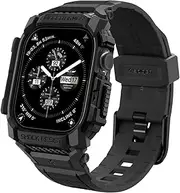 SPIGEN Rugged Armor Pro for Apple Watch Series 10 42mm Band Case, Rugged Unibody Design Precise Cutouts, Flexible TPU Adjustable Bands Raised Edge Cover - Black