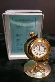 Quartz Swivial Desk Clock Captain's Clock Gold Tone New Instructions Box 3 1/2"
