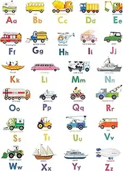 DECOWALL BA-2005N Transport Alphabet Wall Stickers Wall Decals Peel and Stick Removable Wall Stickers for Kids Nursery Bedroom Living Room