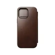NOMAD Leather Folio Phone Case for iPhone 16 Pro Max - Rustic Brown - Horween
