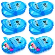 6 Pack Pill Organizer Pocket Small Case Holder Am Pm Pill Case Portable Two C...